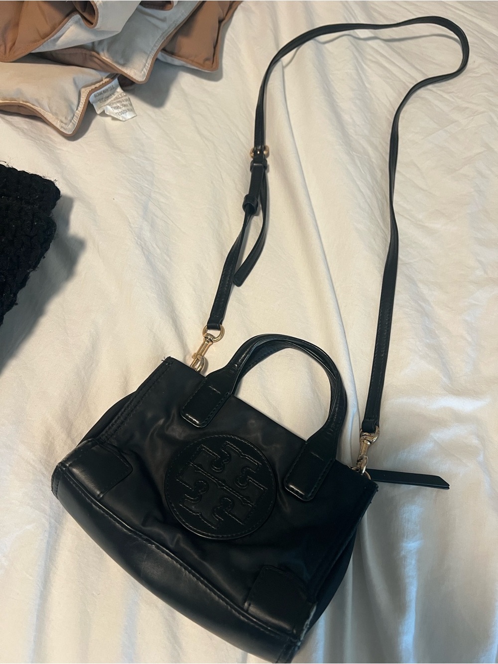 Tory Burch Black Logo-Embroidered Crossbody Bag